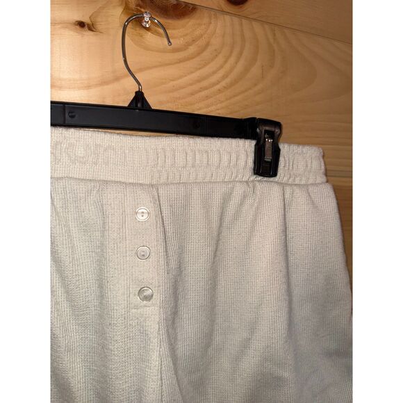 Women's Cream Waffle Knit Boxer Style Lounge Shorts - Picture 2 of 3